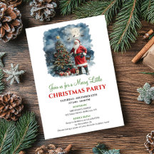 Playful Watercolor Christmas Scene Holiday Invite