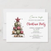 Playful Watercolor Christmas Tree Holiday Invite 招待状 (正面)