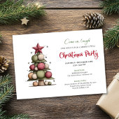 Playful Watercolor Christmas Tree Holiday Invite 招待状