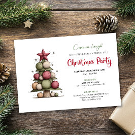 Playful Watercolor Christmas Tree Holiday Invite 招待状