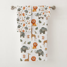 Playful Watercolour Safari Animals Bath Towel Set バスタオルセット