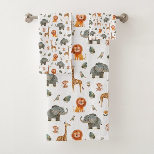 Playful Watercolour Safari Animals Bath Towel Set バスタオルセット (インサイチュ)