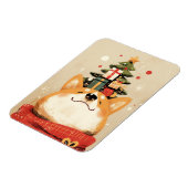 Playful Welsh Corgi with Christmas Decorations マグネット (左側)