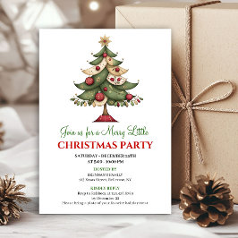 Playful whimsical Christmas tree event invitation 招待状