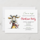 Playful Whimsical Reindeer Holiday Invitation 招待状 (正面)