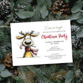 Playful Whimsical Reindeer Holiday Invitation 招待状