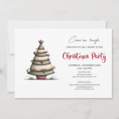 Playful whimsical tree Christmas party invite 招待状 (正面)