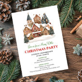 Playful winter scene Christmas party dinner invite 招待状