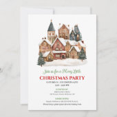 Playful winter scene Christmas party dinner invite 招待状 (正面)
