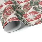 Playful Wrapped Presents Red Green Wrapping Paper ラッピングペーパー (ロールコーナー)