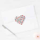Playful XO & Red Lips – Modern Love Pattern ハートシール (封筒)