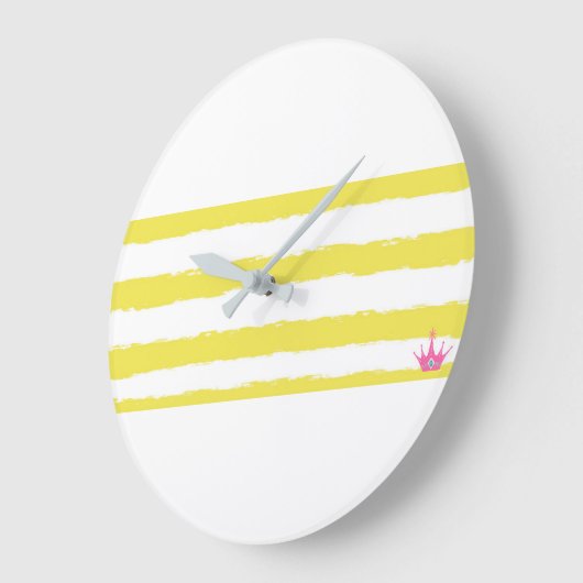 Playful yellow stripes with a crown. Wall clock  ラージ壁時計 (傾斜)