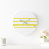 Playful yellow stripes with a crown. Wall clock  ラージ壁時計 (ホーム)