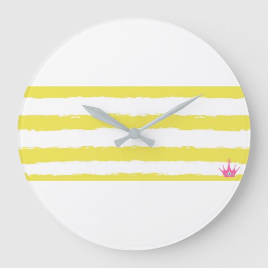 Playful yellow stripes with a crown. Wall clock  ラージ壁時計 (正面)