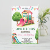 Playground girl theme birthday invite 招待状 (スタンド正面)
