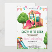 Playground girl theme birthday invite 招待状 (正面/裏面)