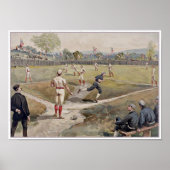 Playing Baseball Louis Prang Antique Print 1887 ポスター (正面)