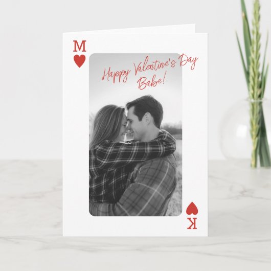Playing Card Couple Photo Love Valentine's Day シーズンカード (正面)