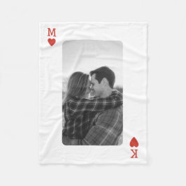 Playing Card Couple Photo Romantic Love Heart Gift フリースブランケット