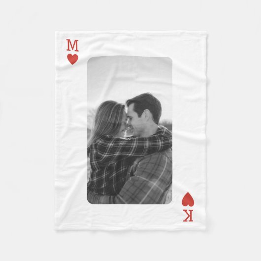 Playing Card Couple Photo Romantic Love Heart Gift フリースブランケット (正面)