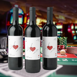 Playing Card Heart Casino Nevada Vegas Wedding ワインラベル