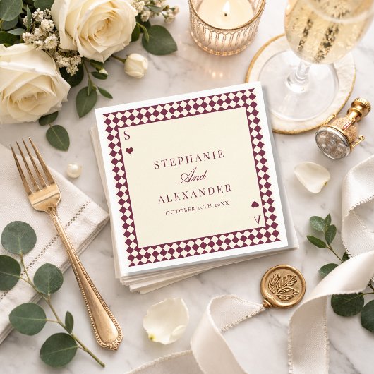 Playing Card Monogram Old Money Custom Wedding スタンダードカクテルナプキン