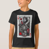 Playing Card Queen Of Hearts Death Skeleton Hallow Tシャツ (正面)