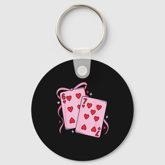 Playing Card Valentine’s Day 67 Preppy Six Seven 6 キーホルダー (正面)