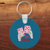 Playing Cards 67 Valentine Skeleton Hand Six Seven キーホルダー (正面)