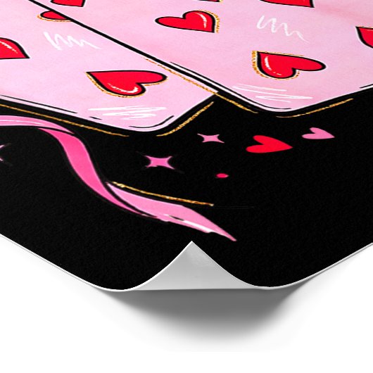 Playing Cards 6 7 Of Hearts 67 Six Seven Bow Valen ポスター (角)