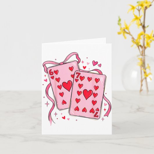 Playing Cards Valentine 6 7 67 Six Seven Valentine カード (黄色い花)