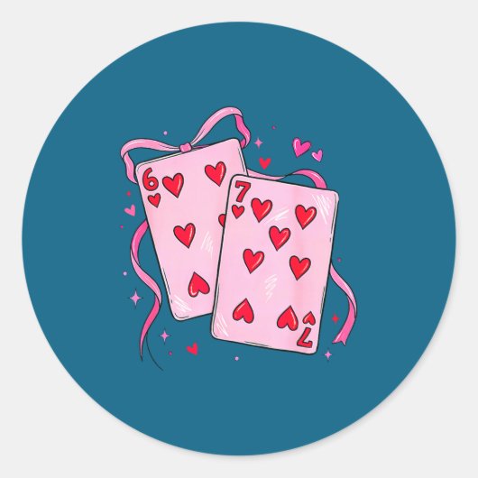 Playing Cards Valentine 6 7 Boys Girls Valentine S ラウンドシール (正面)