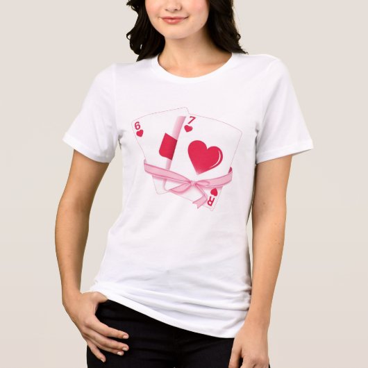 Playing Cards Valentine 6 & 7 Romantic Gift トライブレンドＴシャツ (正面)