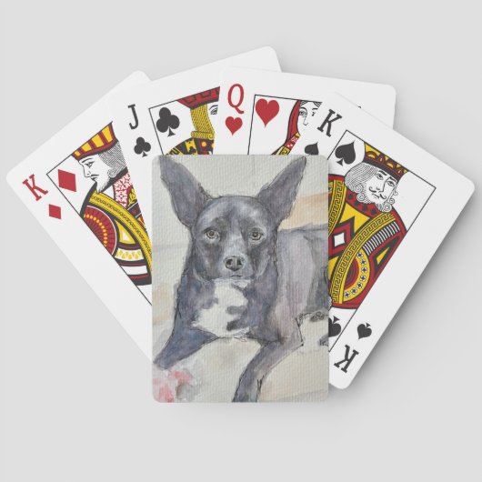 Playing Cards with Watercolor of Perceptive Dog トランプ (裏面)