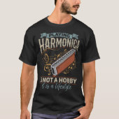 Playing Harmonica Player Harmonica Tシャツ (正面)