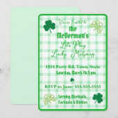 Playing Lucky Mahjong Watercolor Shamrocks  招待状 (正面/裏面)