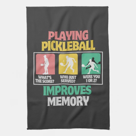 Playing Pickleball Improves Memory キッチンタオル (縦)