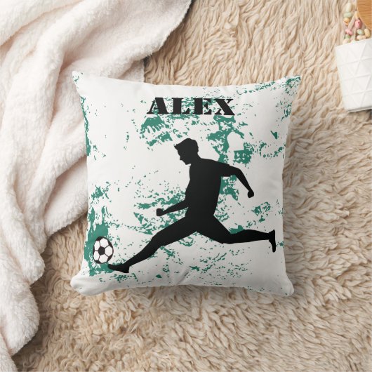 Playing soccer graphic black クッション (ブランケット)