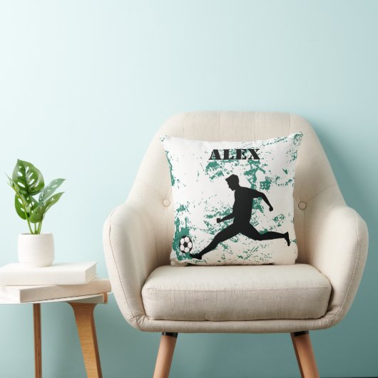 Playing soccer graphic black クッション (椅子)