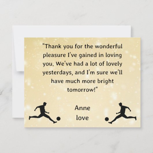 Playing soccer graphic black サンキューカード (裏面)