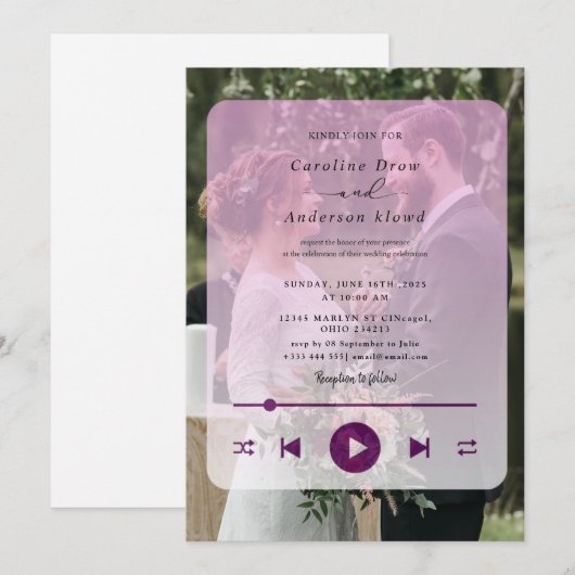 Playlist wedding Invitation (正面/裏面)