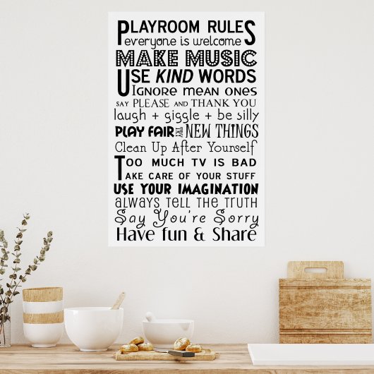 Playroom Rules ポスター (キッチン)