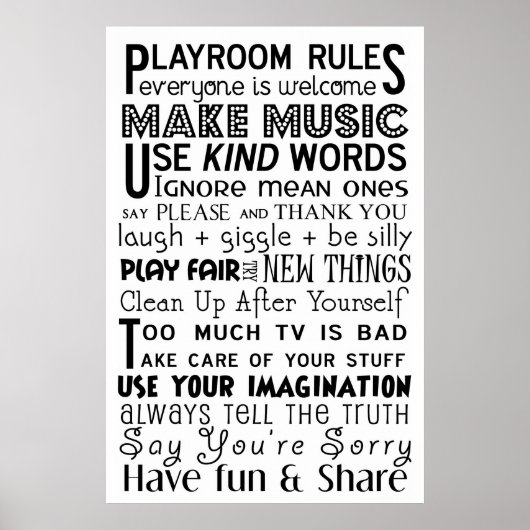 Playroom Rules ポスター (正面)