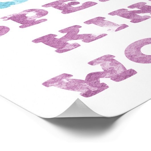 Playroom Rules Poster Rainbow Watercolor ポスター (角)