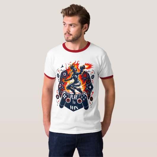 PlayStation Gaming Fire Energy Controller Art Tシャツ (正面フル)