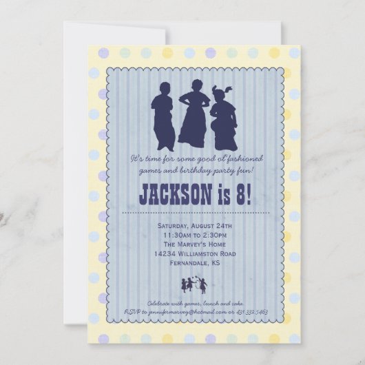 Playtimeのおもしろいのヴィンテージのパーティの招待状-ポテト袋 招待状 (正面)