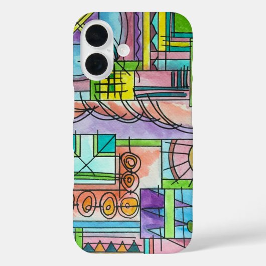 Playtime-Hand Painted Modern Geometric Art Case-Mate iPhoneケース (裏面)