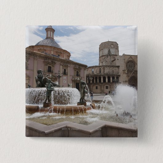 Plaza De La VirginおよびBasilica De Virgen 缶バッジ (正面)