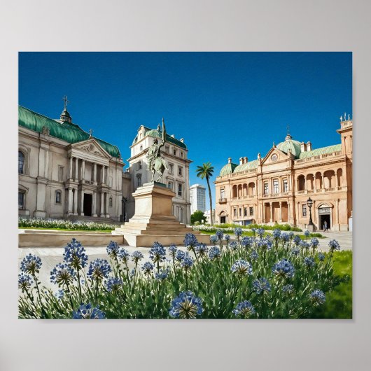 Plaza de Mayo Buenos Aires Argentina Watercolor ポスター (正面)