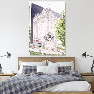 Plaza Hotel NYC Watercolor on Canvas Frame キャンバスプリント